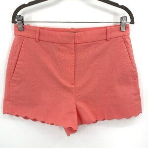 J. Crew Womens Stretchy Coral Blossom Beach Vacation Scalloped Hem 3" 8 Shorts